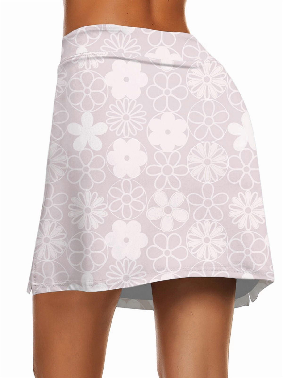 Weardear Active Performance Skort Elastic Closure Casual Side Slit Tennis Golf Skirt Bulit in Shorts