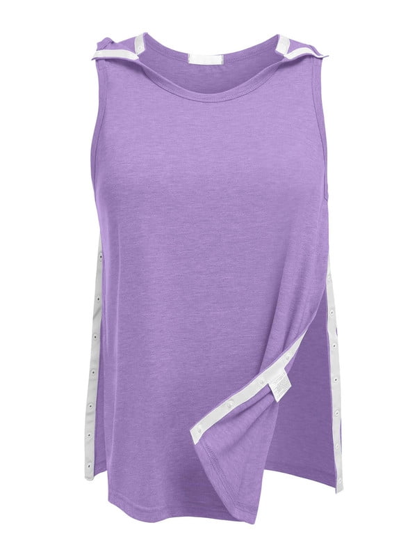 Weardear Post Shoulder Surgery Tank Tops for Women Sleeveless Tear Away Chemo Port Access Shirts with Snap Button