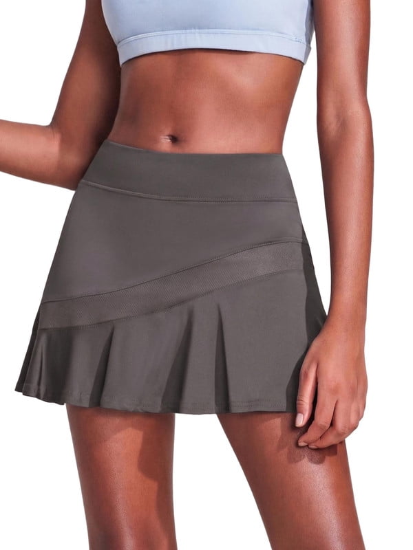 Weardear Short Skirts for Women with Pockets Mesh Ruffle Patchwork High Waisted Breathable Athletic Tennis Skirts