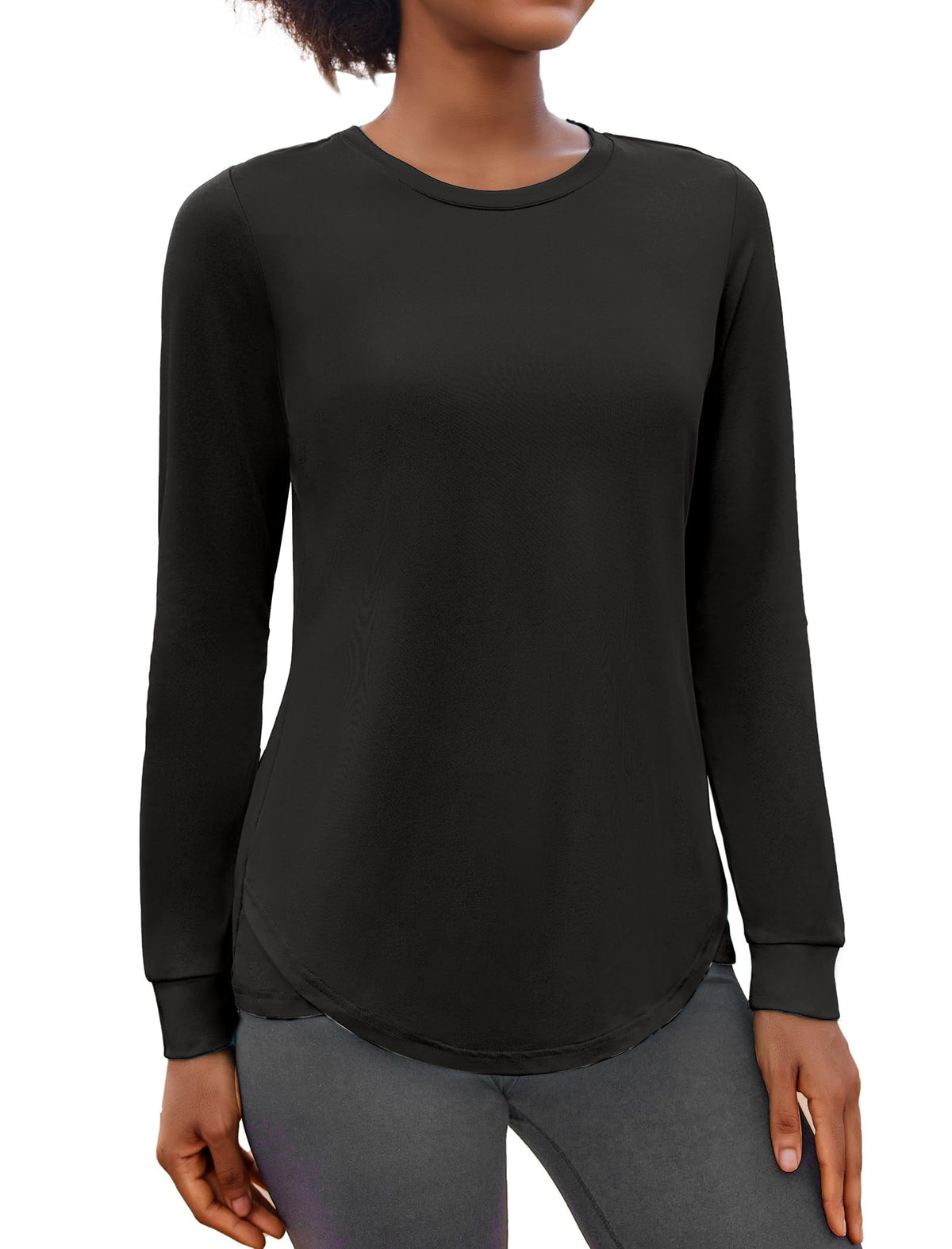 Weardear Long Sleeve Workout Tops for Women Crewneck Yoga Shirts Lightweight Athletic Gym Running Sport Casual T-Shirt