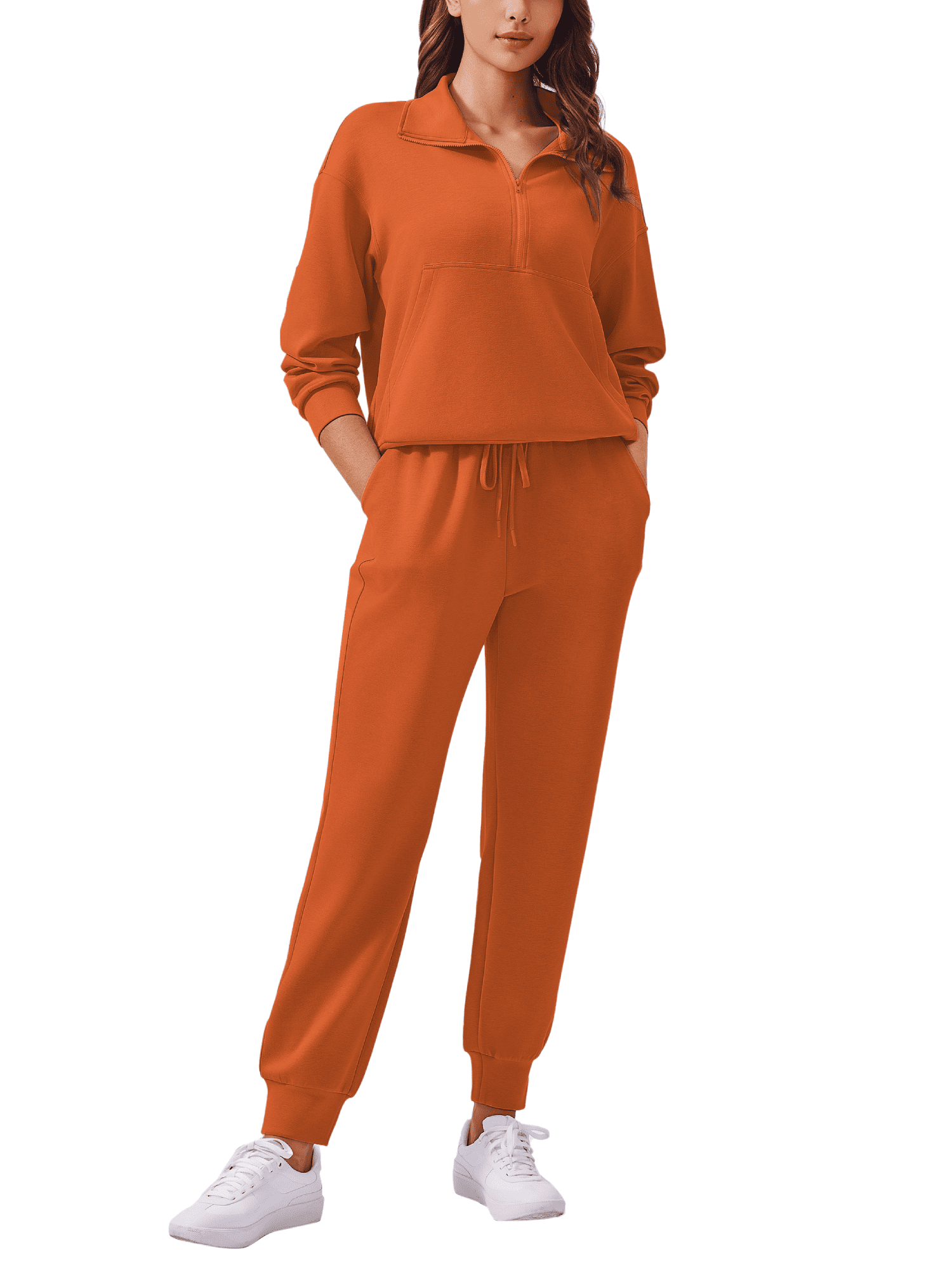 Weardear Women 2 Piece Sets Long Sleeve Tracksuit Fall Travel Outfits Joggers Sets Half Zip Sweatsuit Matching Set