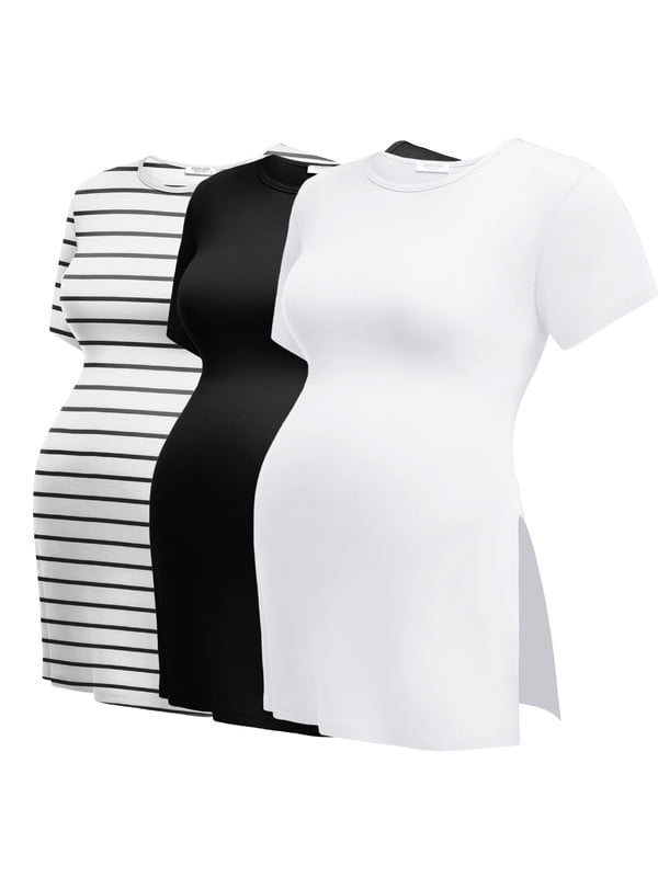 Maternity Shirts,Short Sleeve Crew Neck Tops