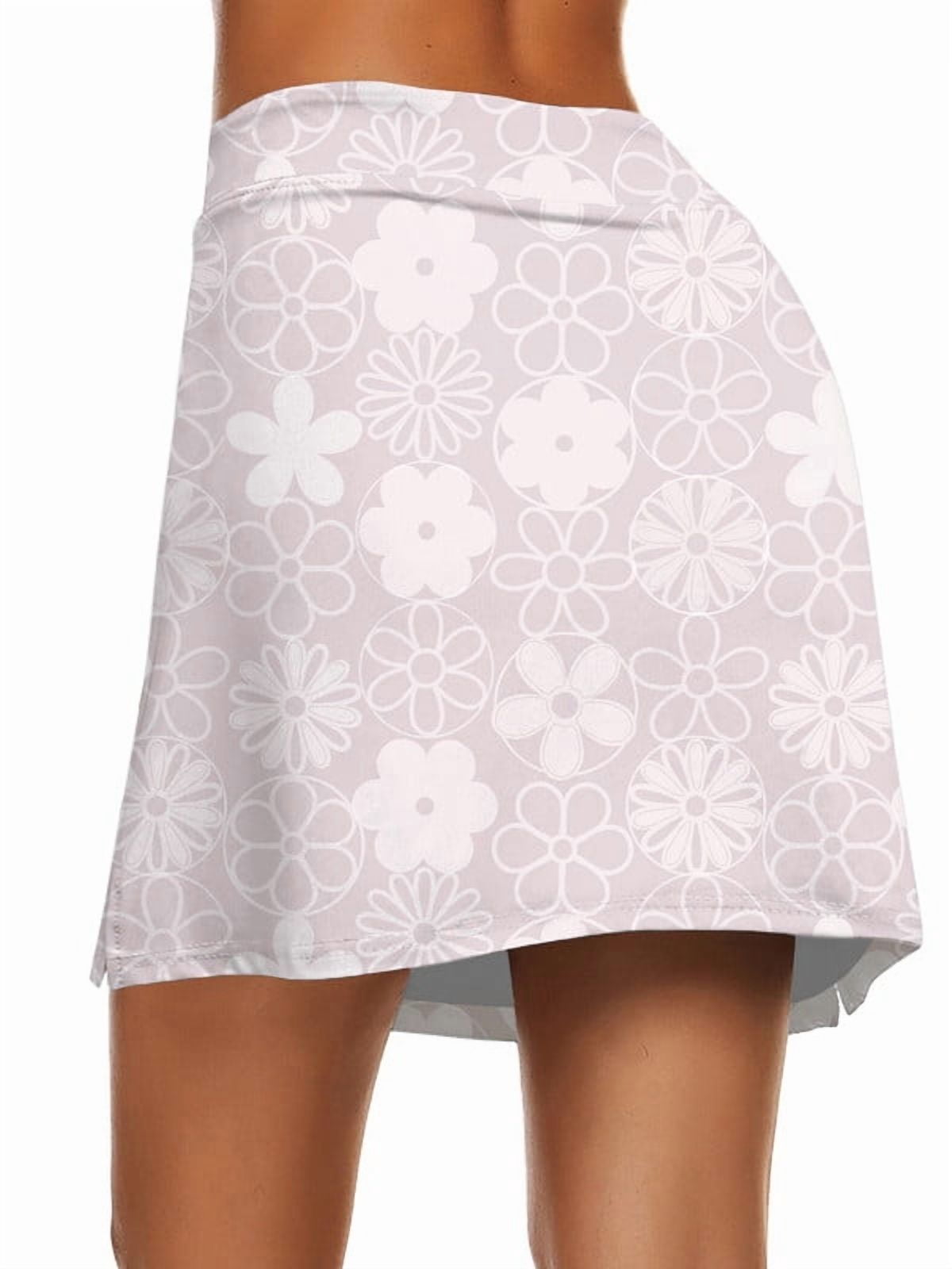 Weardear Active Performance Skort Elastic Closure Casual Side Slit Tennis Golf Skirt Bulit in Shorts