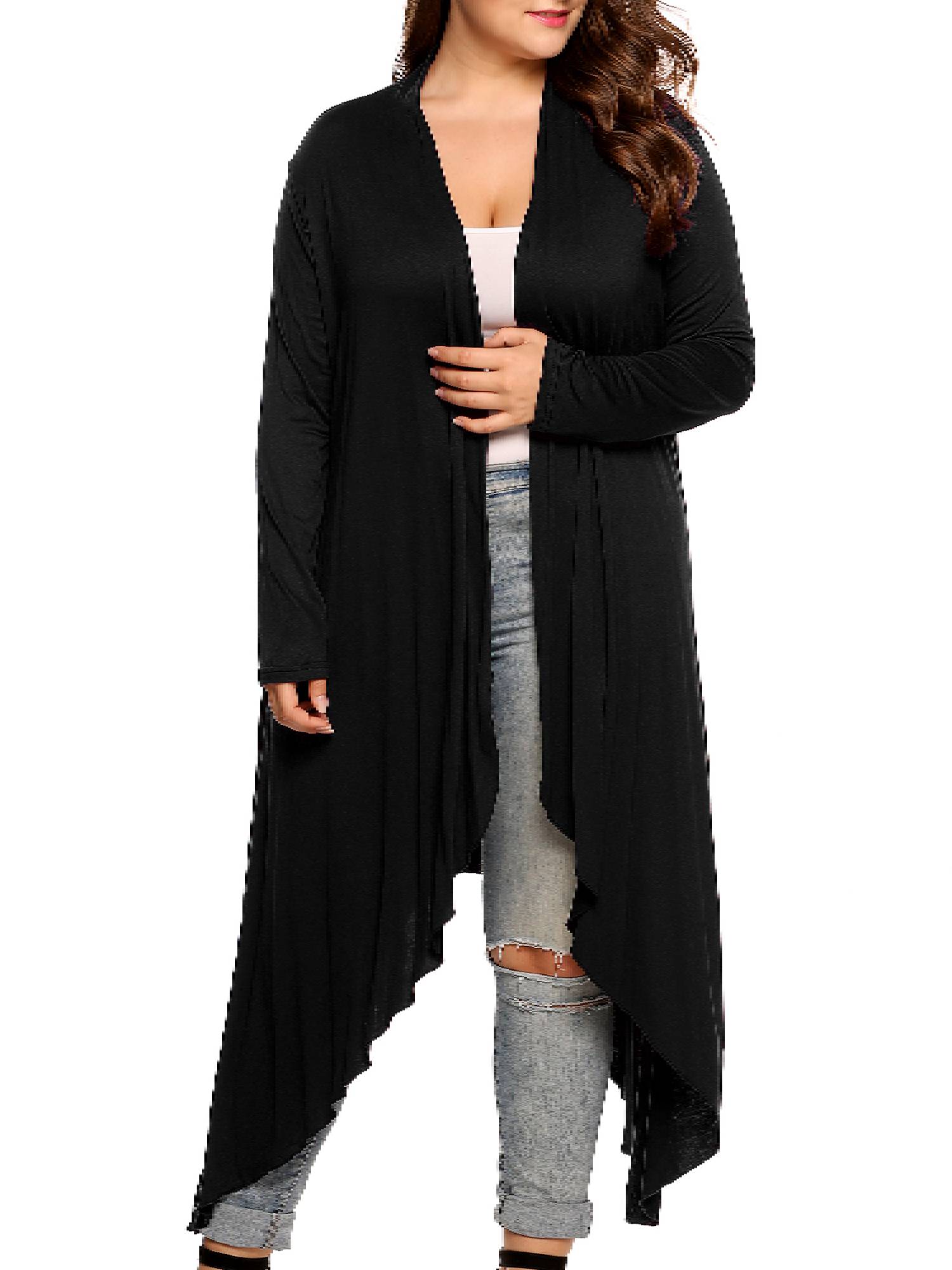 Weardear Women's Plus Size Long Cardigans Long Sleeve Plaid Duster Cardigan Lightweight Sweater