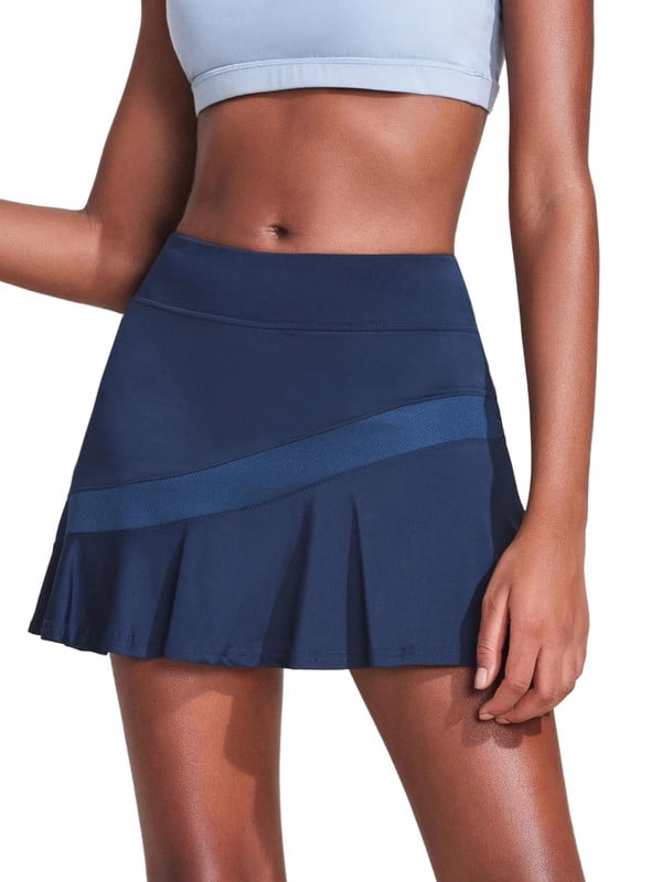 Weardear Short Skirts for Women with Pockets Mesh Ruffle Patchwork High Waisted Breathable Athletic Tennis Skirts