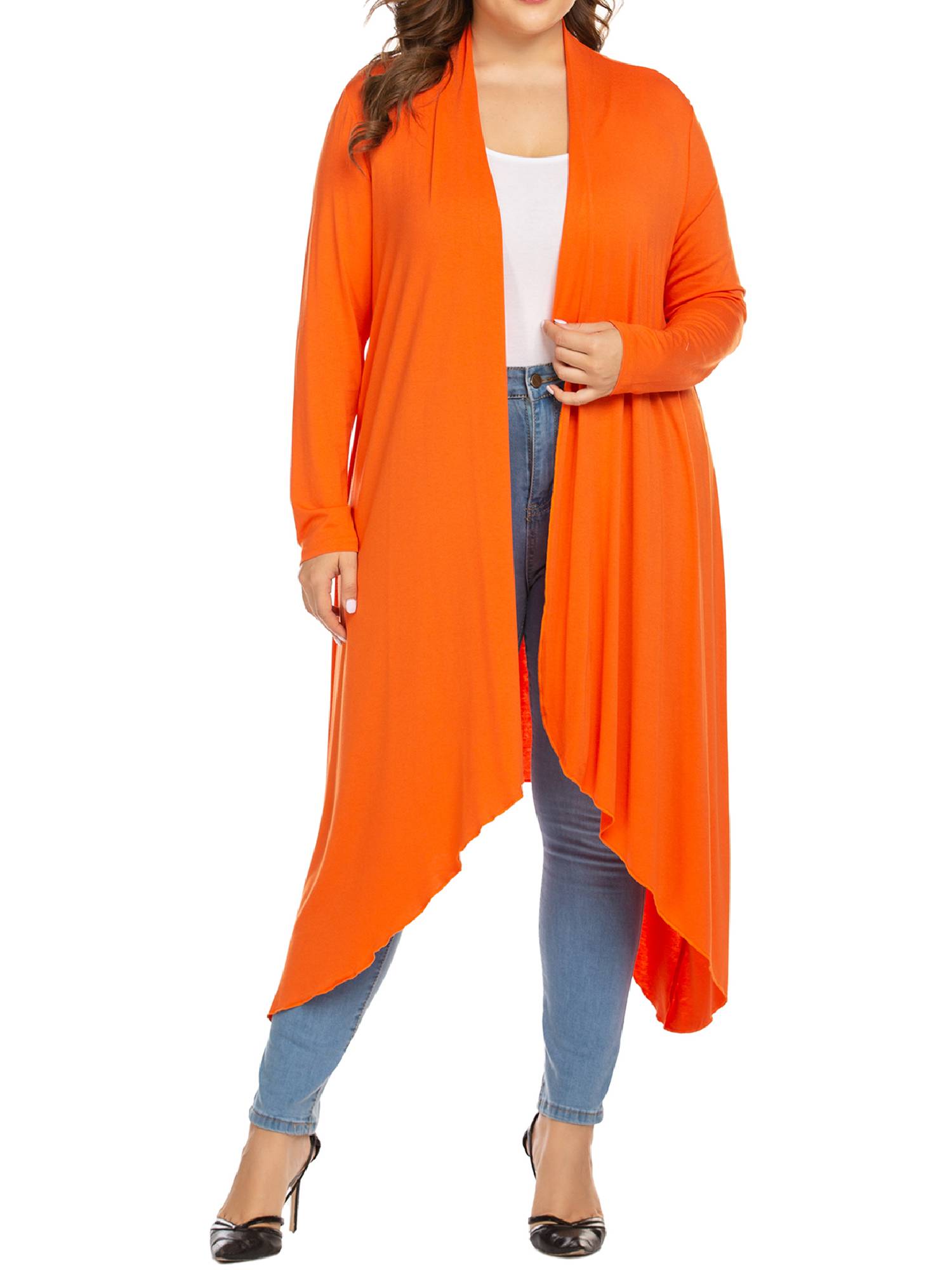 Weardear Women's Plus Size Long Cardigans Long Sleeve Plaid Duster Cardigan Lightweight Sweater