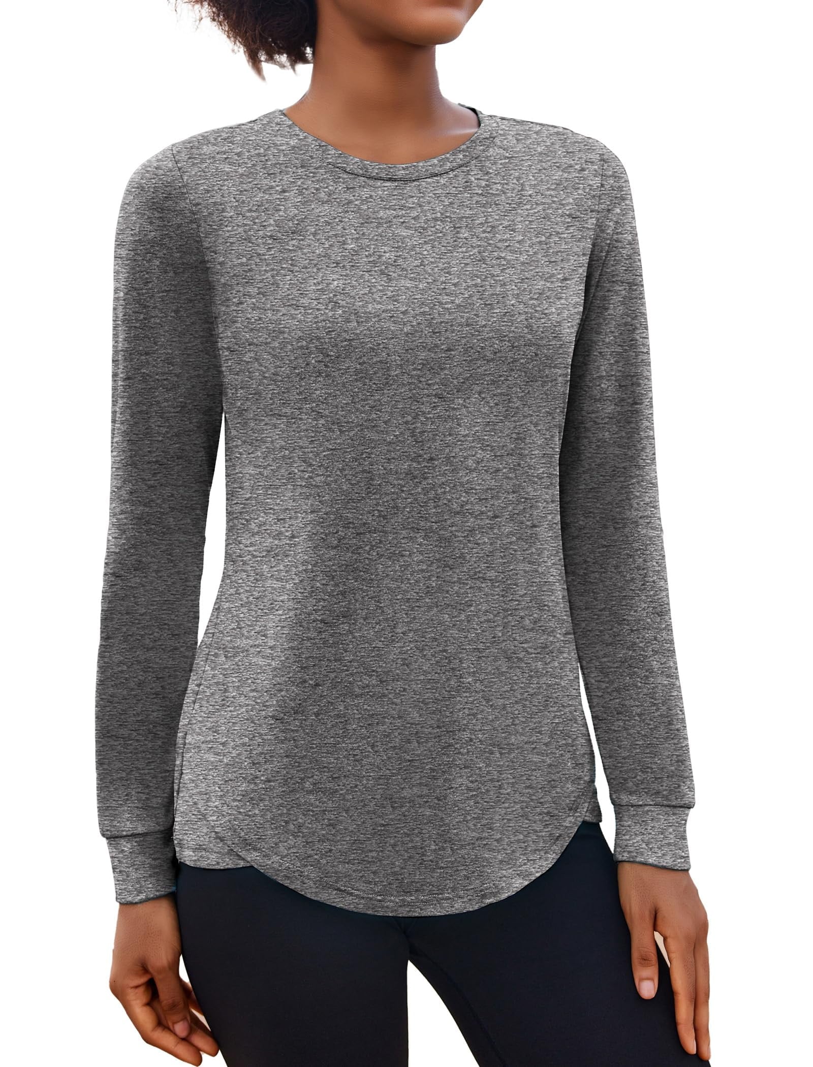 Weardear Long Sleeve Workout Tops for Women Crewneck Yoga Shirts Lightweight Athletic Gym Running Sport Casual T-Shirt