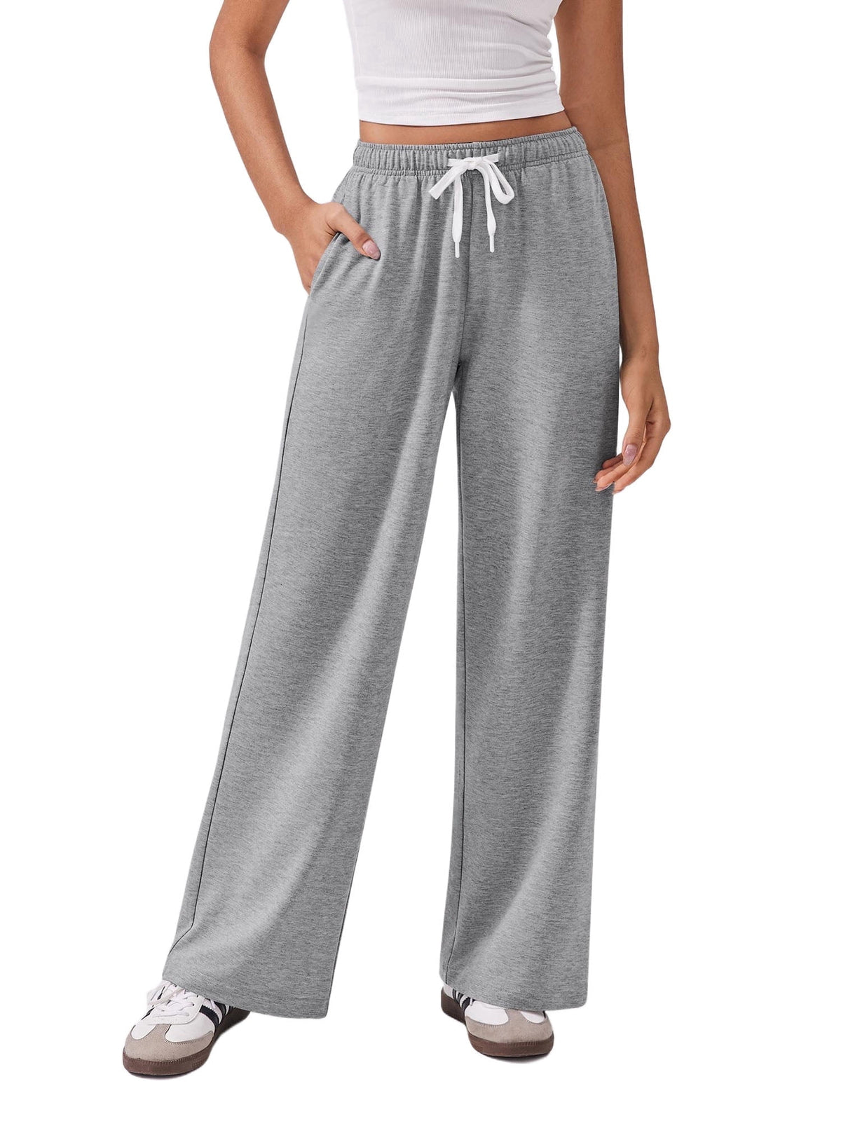 Weardear Wide Leg Pants for Women High Waisted Drawstring Baggy Sweatpants with Pockets Athletic Lounge Pants