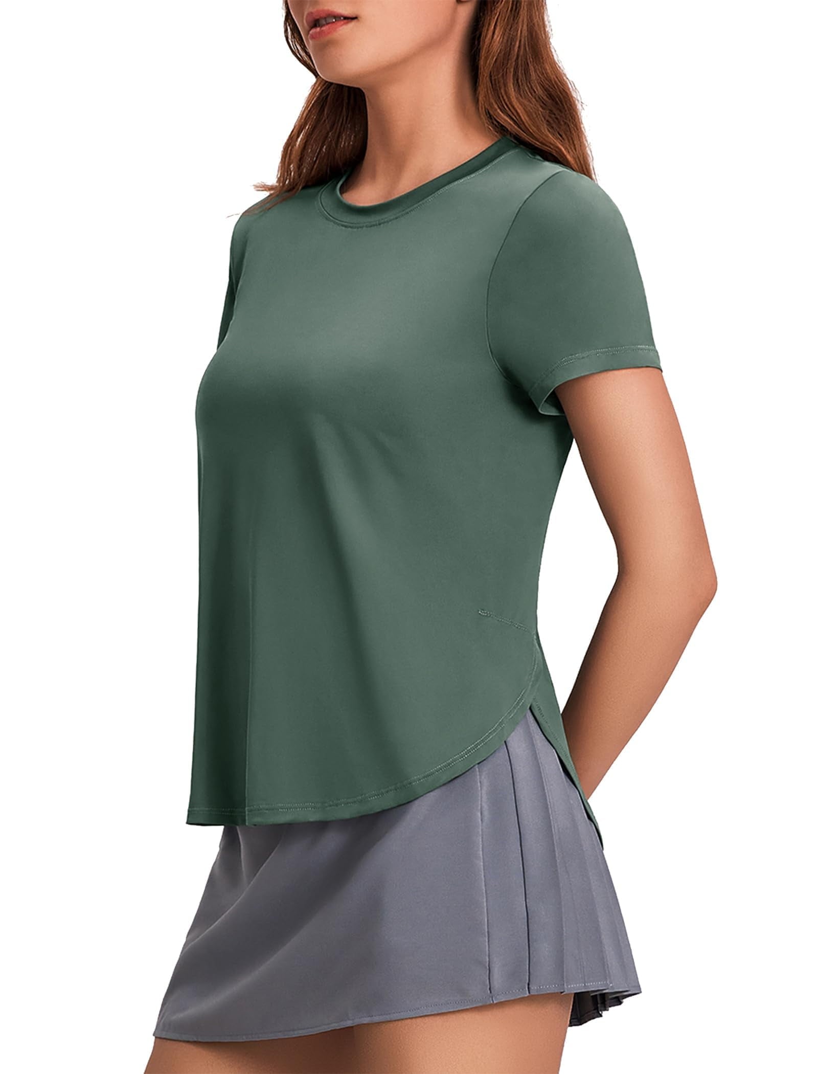 Weardear Workout Tops for Women UPF 50+ Yoga Shirts Short Sleeve Athletic Tops with Side Slits Loose Fit Running Gym Tee Top