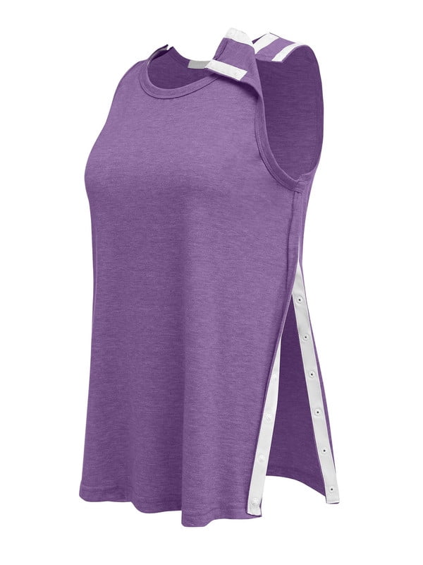 Weardear Post Shoulder Surgery Tank Tops for Women Sleeveless Tear Away Chemo Port Access Shirts with Snap Button
