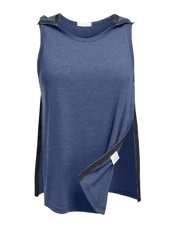 Weardear Post Shoulder Surgery Tank Tops for Women Sleeveless Tear Away Chemo Port Access Shirts with Snap Button