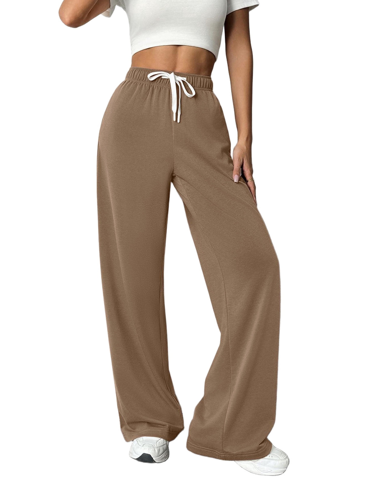 Weardear Wide Leg Pants for Women High Waisted Drawstring Baggy Sweatpants with Pockets Athletic Lounge Pants
