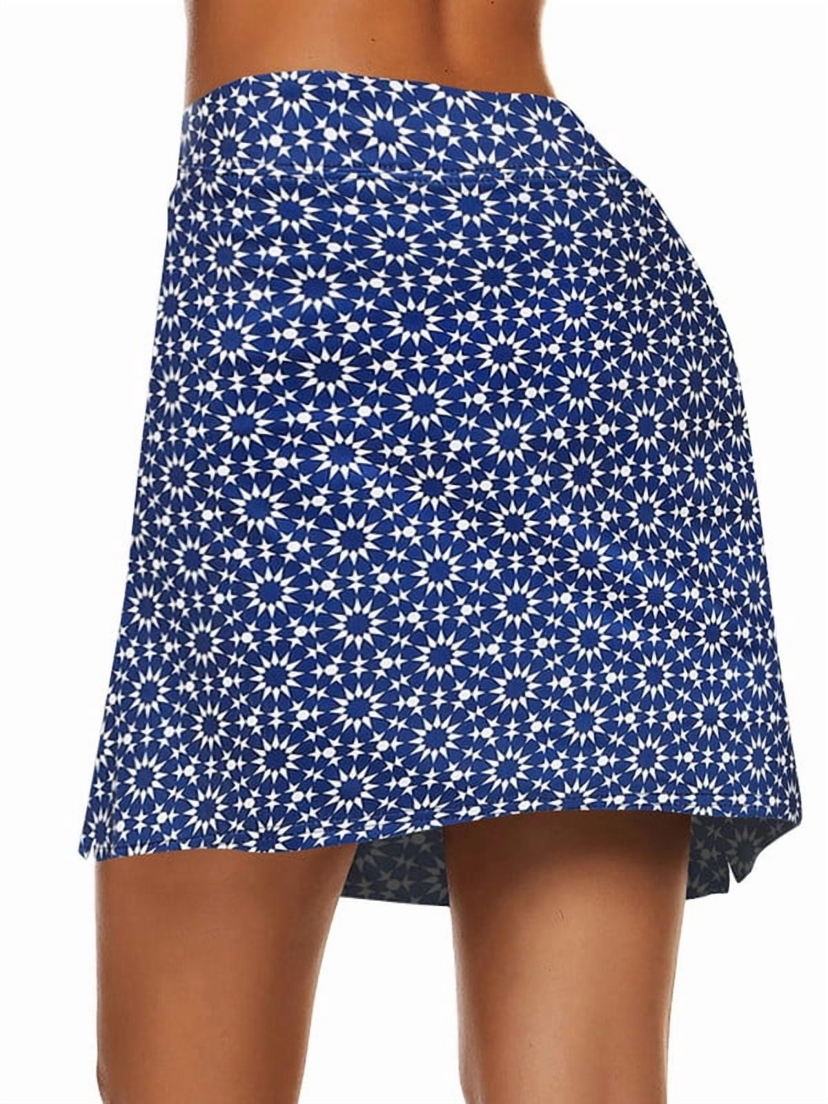 Weardear Active Performance Skort Elastic Closure Casual Side Slit Tennis Golf Skirt Bulit in Shorts