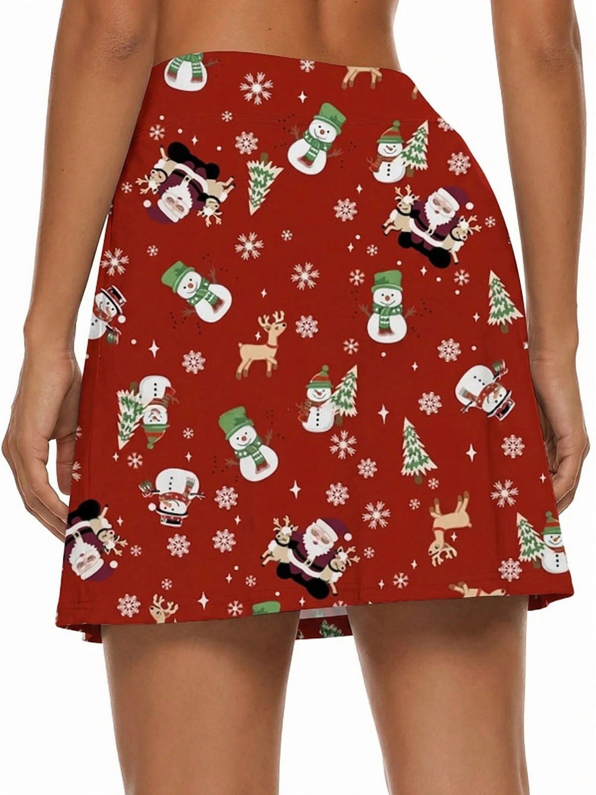 Weardear Active Performance Skort Elastic Closure Casual Side Slit Tennis Golf Skirt Bulit in Shorts