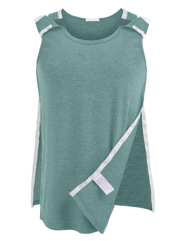 Weardear Post Shoulder Surgery Tank Tops for Women Sleeveless Tear Away Chemo Port Access Shirts with Snap Button