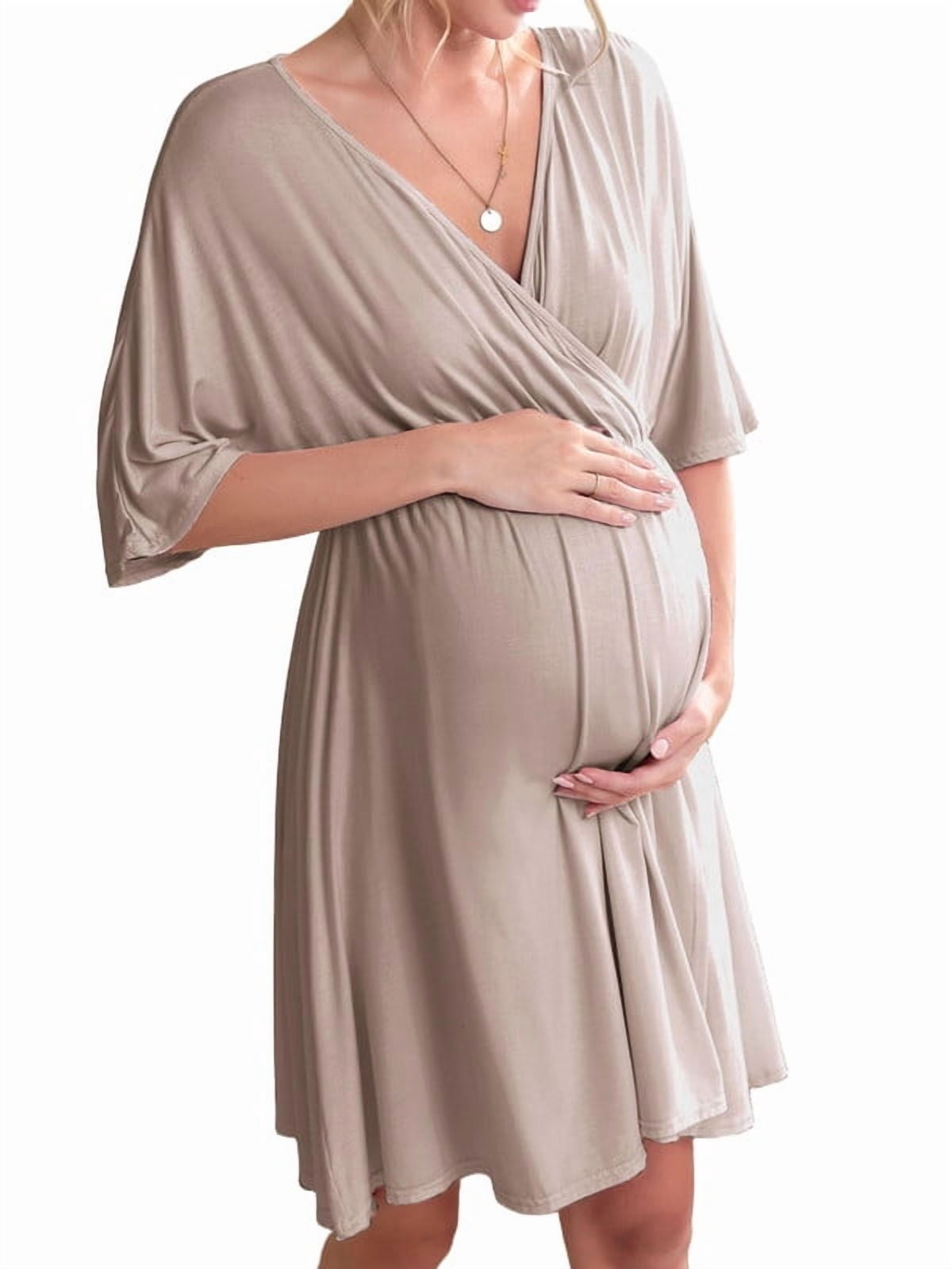 Weardear Maternity Nursing Dresses 3 in 1 Hospital Gowns for Women Labor Delivery V Neck Postpartum Breastfeeding Sleepwear