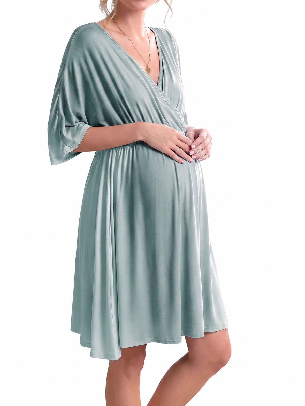 Weardear Maternity Nursing Dresses 3 in 1 Hospital Gowns for Women Labor Delivery V Neck Postpartum Breastfeeding Sleepwear