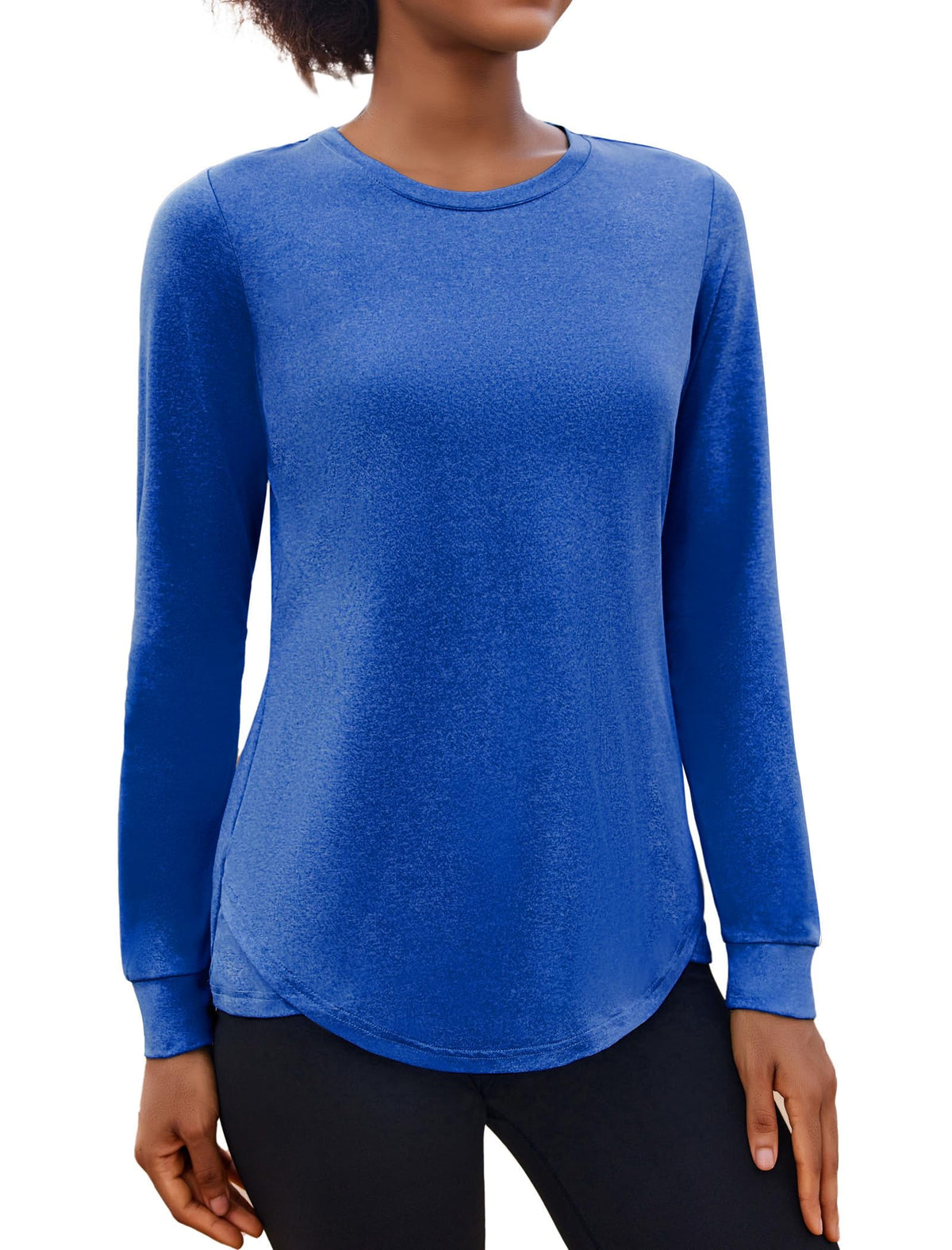 Weardear Long Sleeve Workout Tops for Women Crewneck Yoga Shirts Lightweight Athletic Gym Running Sport Casual T-Shirt