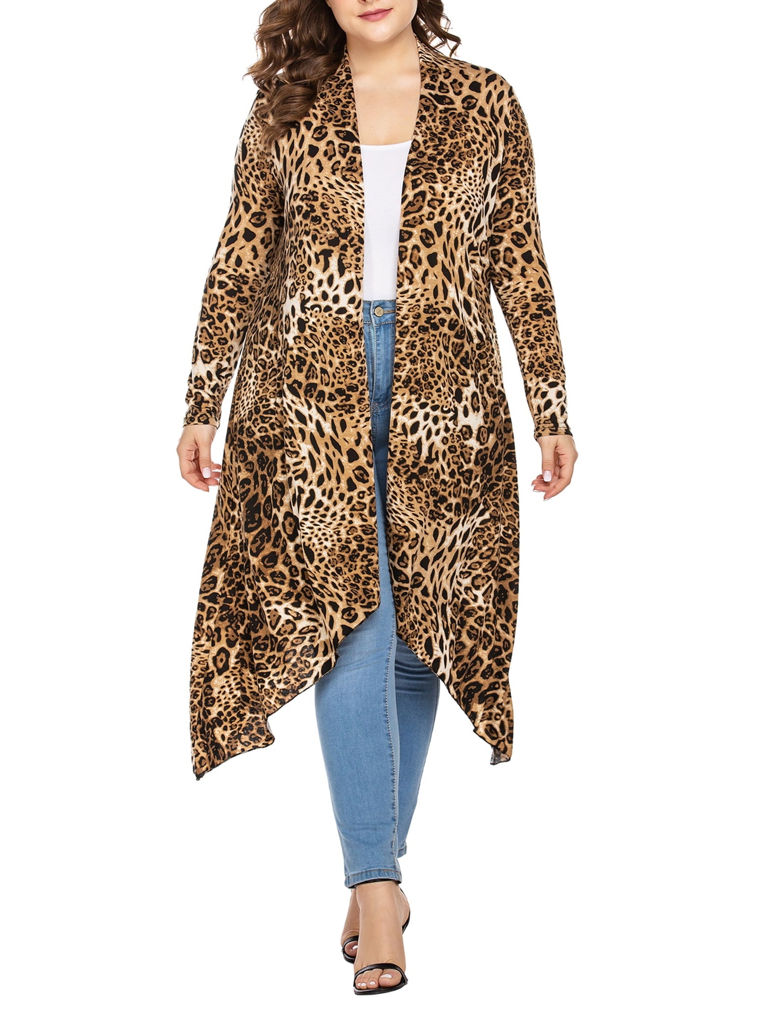 Weardear Women's Plus Size Long Cardigans Long Sleeve Plaid Duster Cardigan Lightweight Sweater