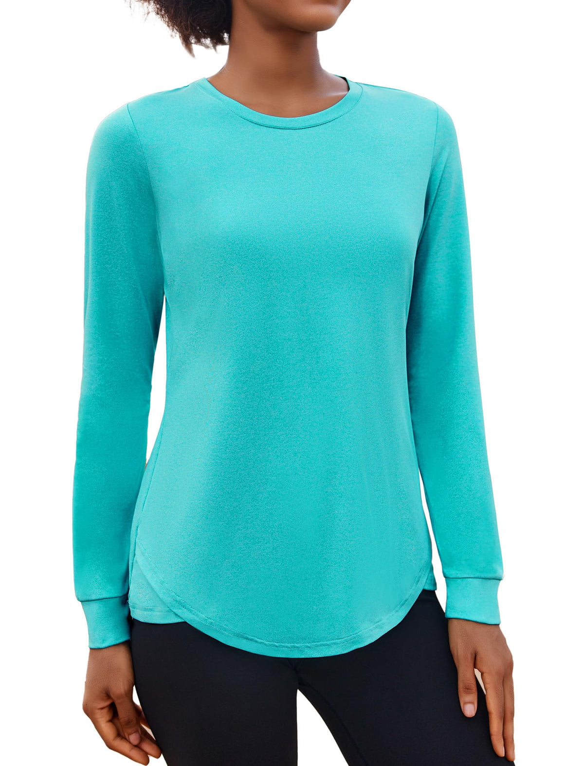 Weardear Long Sleeve Workout Tops for Women Crewneck Yoga Shirts Lightweight Athletic Gym Running Sport Casual T-Shirt