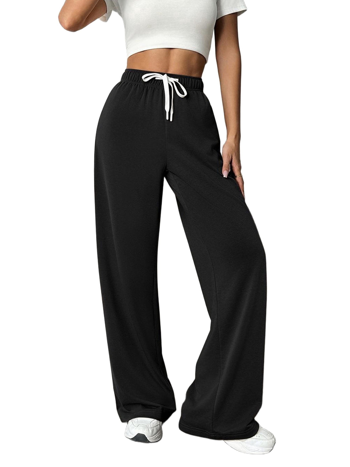 Weardear Wide Leg Pants for Women High Waisted Drawstring Baggy Sweatpants with Pockets Athletic Lounge Pants