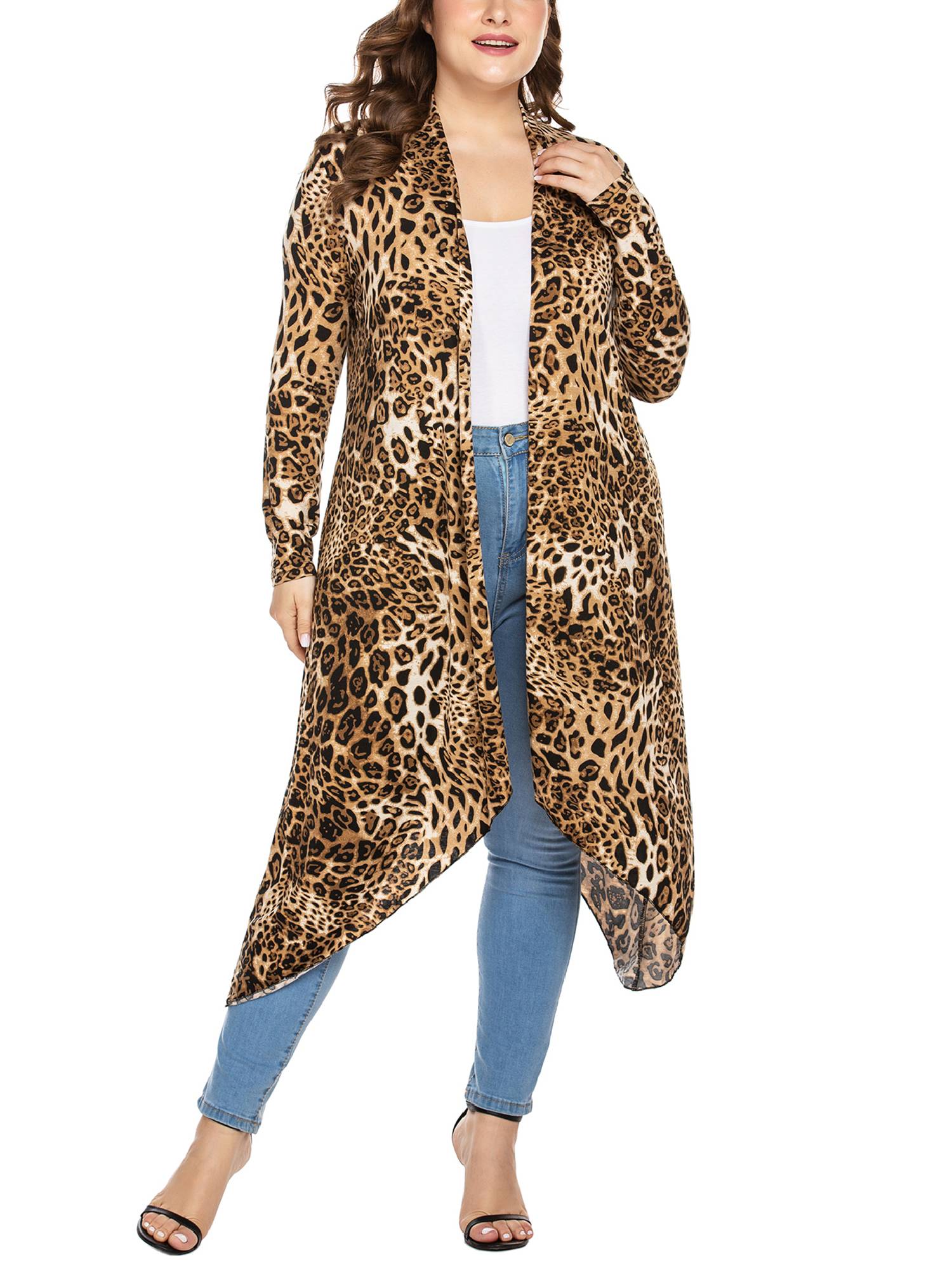 Weardear Women's Plus Size Long Cardigans Long Sleeve Plaid Duster Cardigan Lightweight Sweater